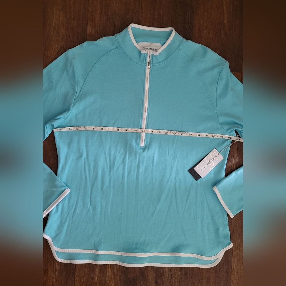 Maggie Lane 1/2 Zip Long Sleeve Golf Pullover, Women's XXL, Teal with White Trim - Picture 10 of 11